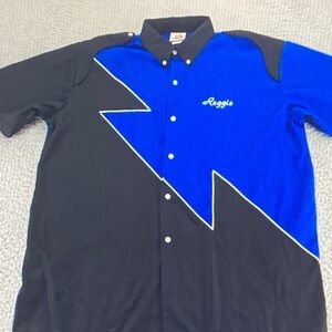 Men's Casual Black and Blue Button Down Shirt